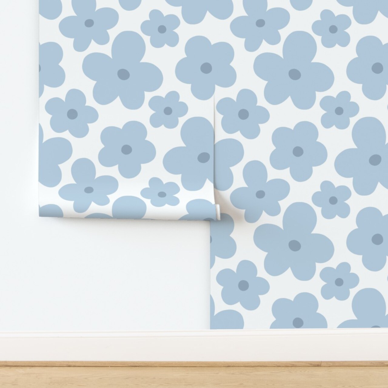 Floral Retro Groovy Daisies Y2K Pastel Flower Custom Removable Wallpaper by Spoonflower Peel & Stick Wallpaper 2FT Wide